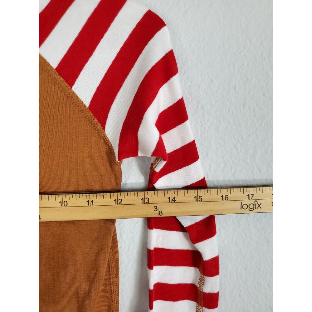Hanna Andersson Pajama Set Kid 140 US 10 Holiday Deer Long John Red White Stripe - Picture 5 of 14